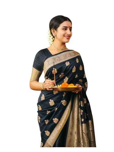 myFashion Tussar Banarasi saree with woven pattern border and pallu
