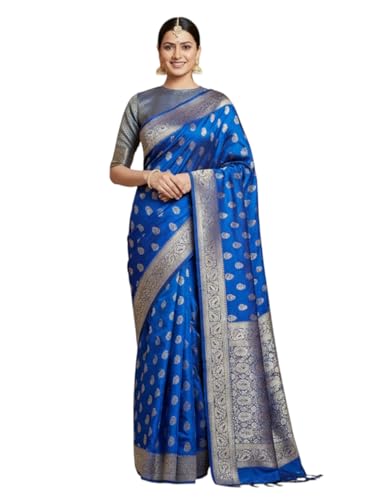 myFashion Banarasi Mashru silk saree with silver zari paisley motif, Pink with Brocade Blouse