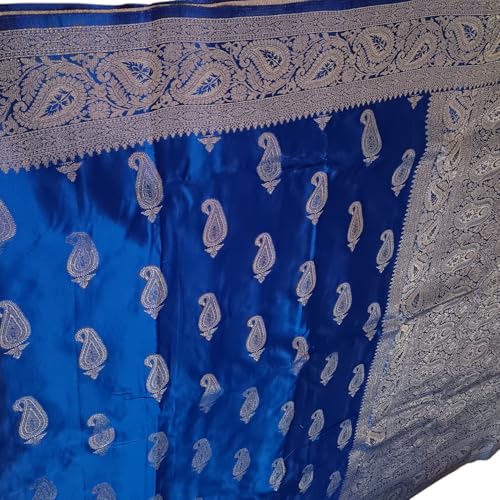 myFashion Banarasi Mashru silk saree with silver zari paisley motif, Pink with Brocade Blouse