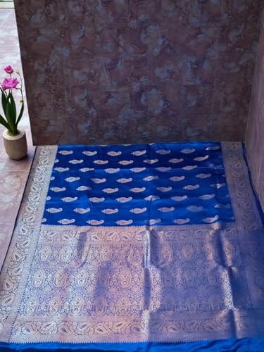 myFashion Banarasi Mashru silk saree with silver zari paisley motif, Pink with Brocade Blouse