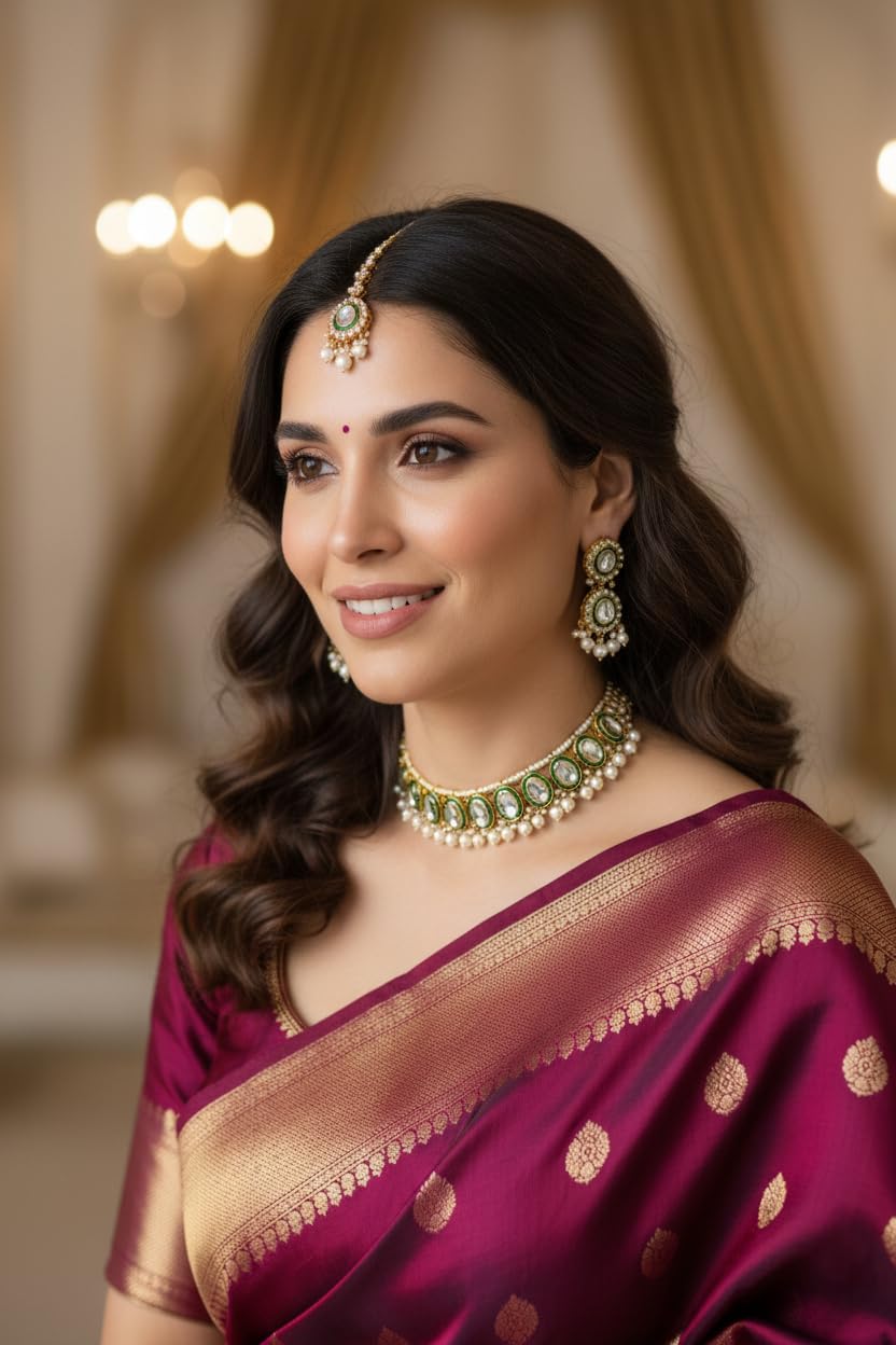 myFashion Kundan Choker necklace set with Pearl