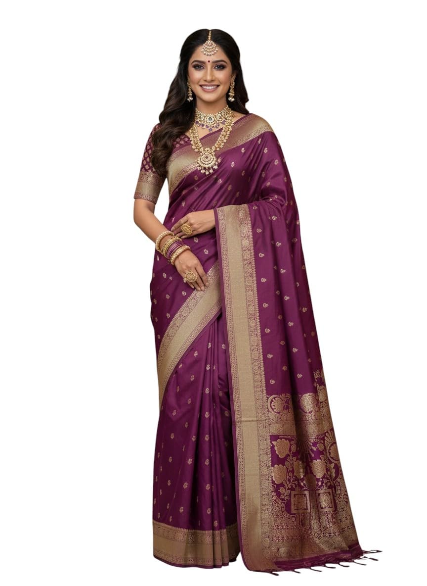 myFashion Banarasi Tussar saree with woven Border and Pallu
