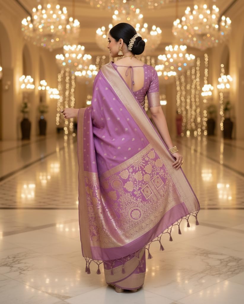 myFashion Banarasi Tussar saree with woven Border and Pallu