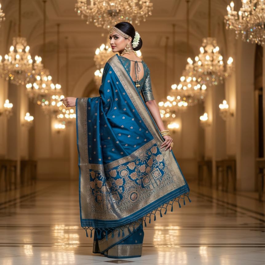 myFashion Banarasi Tussar saree with woven Border and Pallu