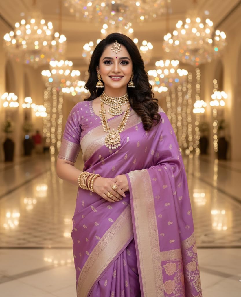 myFashion Banarasi Tussar saree with woven Border and Pallu