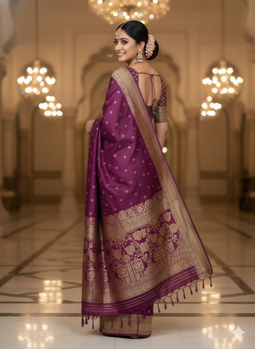 myFashion Banarasi Tussar saree with woven Border and Pallu