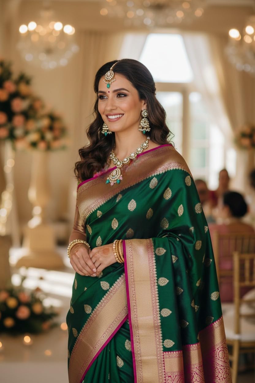 myFashion Kundan Bridal Jewellery with Mint Green and Pink Beads