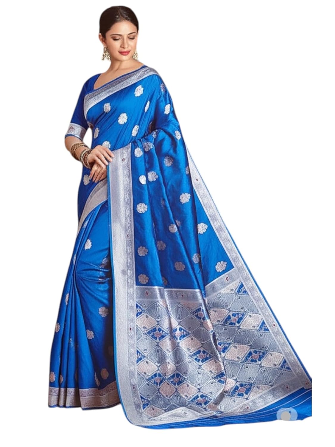 myFashion Tussar Banarasi saree with woven pattern border and pallu