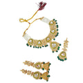 myFashion Kundan gold plated Necklace Set with Green beads, white Pearl Beaded Design