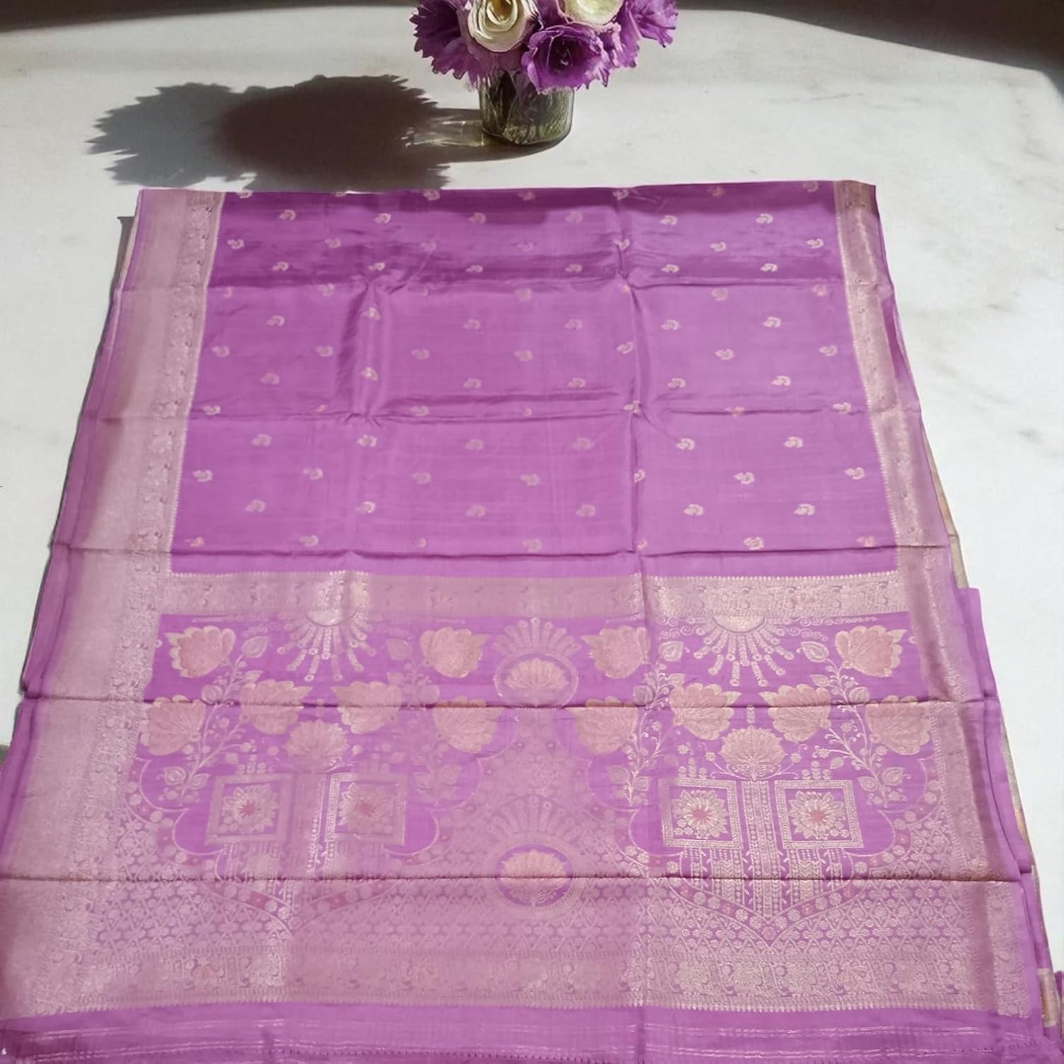myFashion Banarasi Tussar saree with woven Border and Pallu