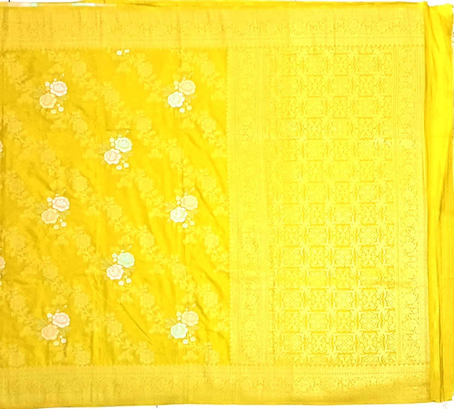 myFashion Banarasi Soft Silk Saree with Woven Floral Motif