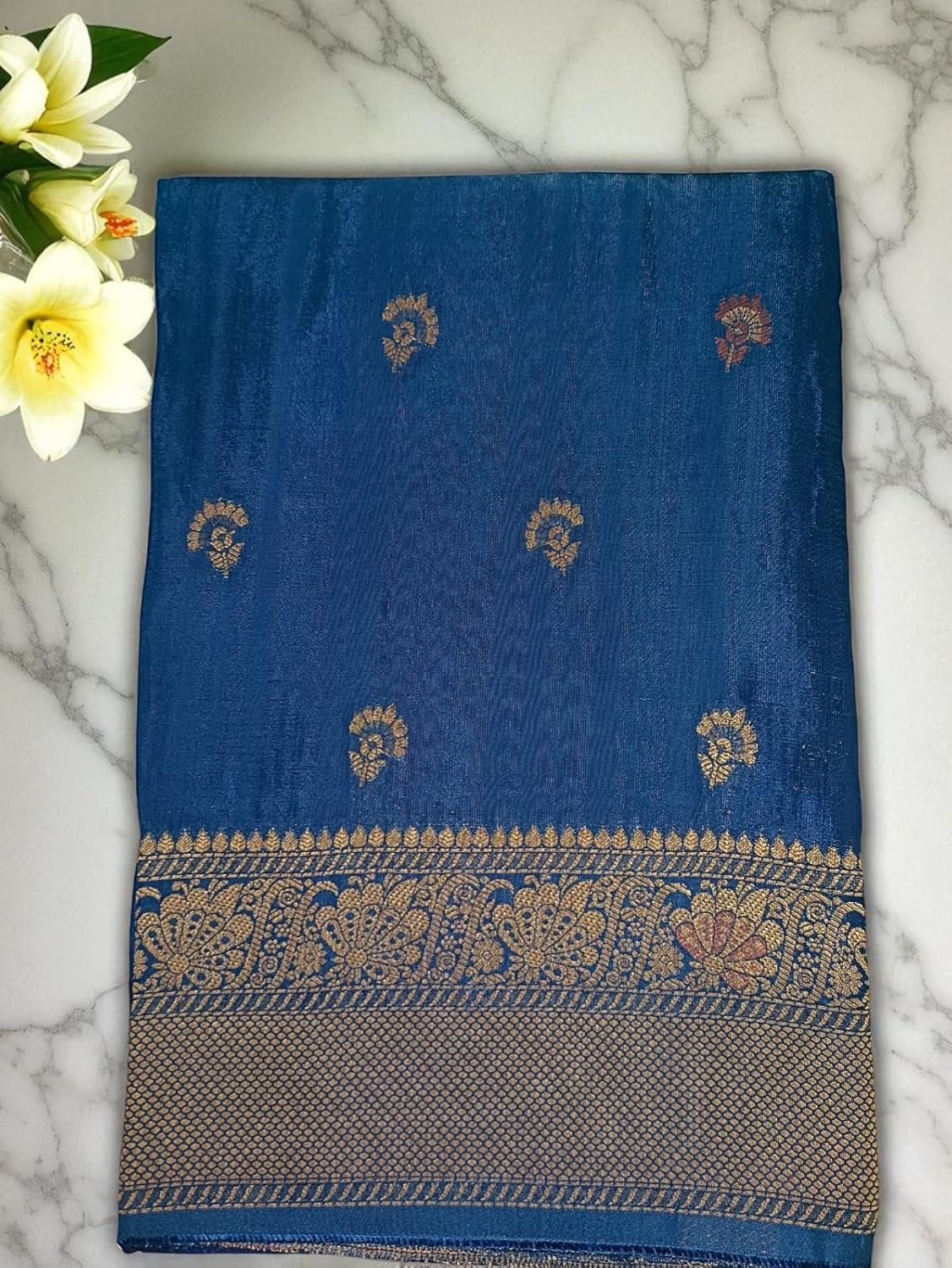 myFashion Banarasi Tussar saree with woven Border and Pallu