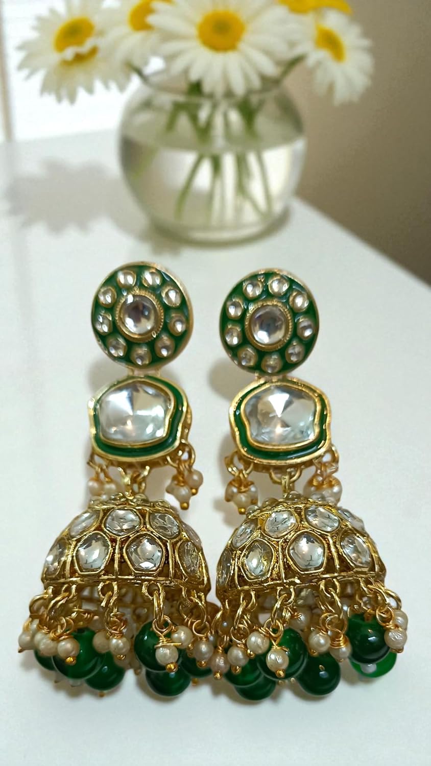 Bridal Kundan Choker Necklace Set with Jhumka Earrings & Maang Tikka – Traditional Indian Wedding Jewellery (Purple/White / Green / Mint & Pink)