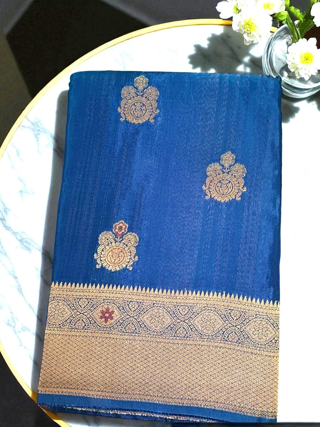 myFashion Tussar Banarasi saree with woven pattern border and pallu