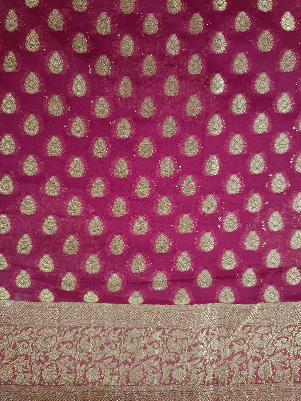 myFashion Banarasi Khadi Chiffon Saree with Woven Border and floral buttas