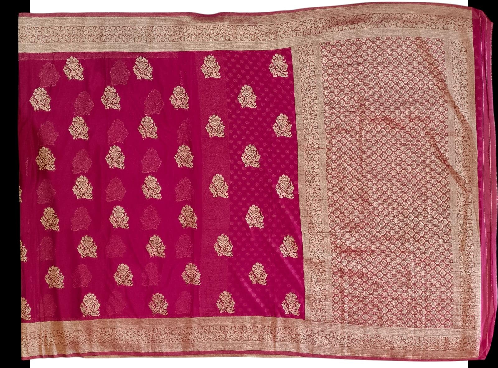 myFashion Banarasi Khadi Chiffon Saree with Woven Border and floral buttas