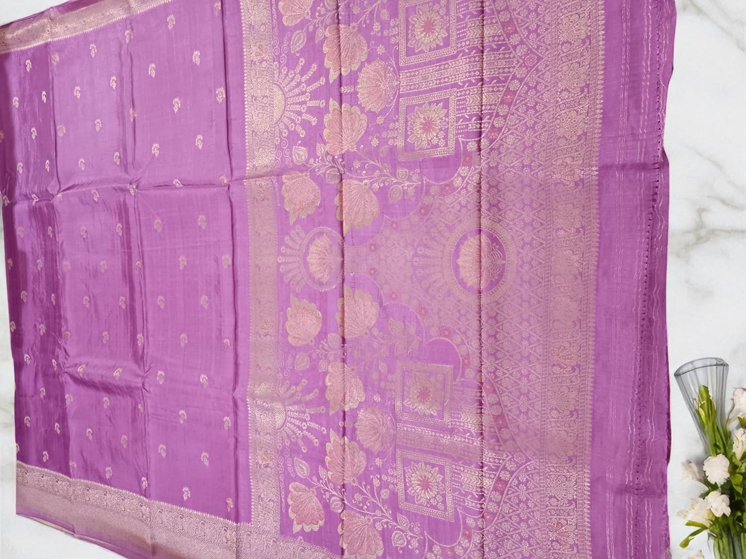 myFashion Banarasi Tussar saree with woven Border and Pallu
