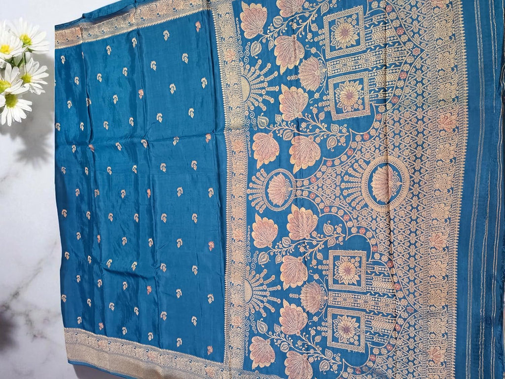 myFashion Banarasi Tussar saree with woven Border and Pallu