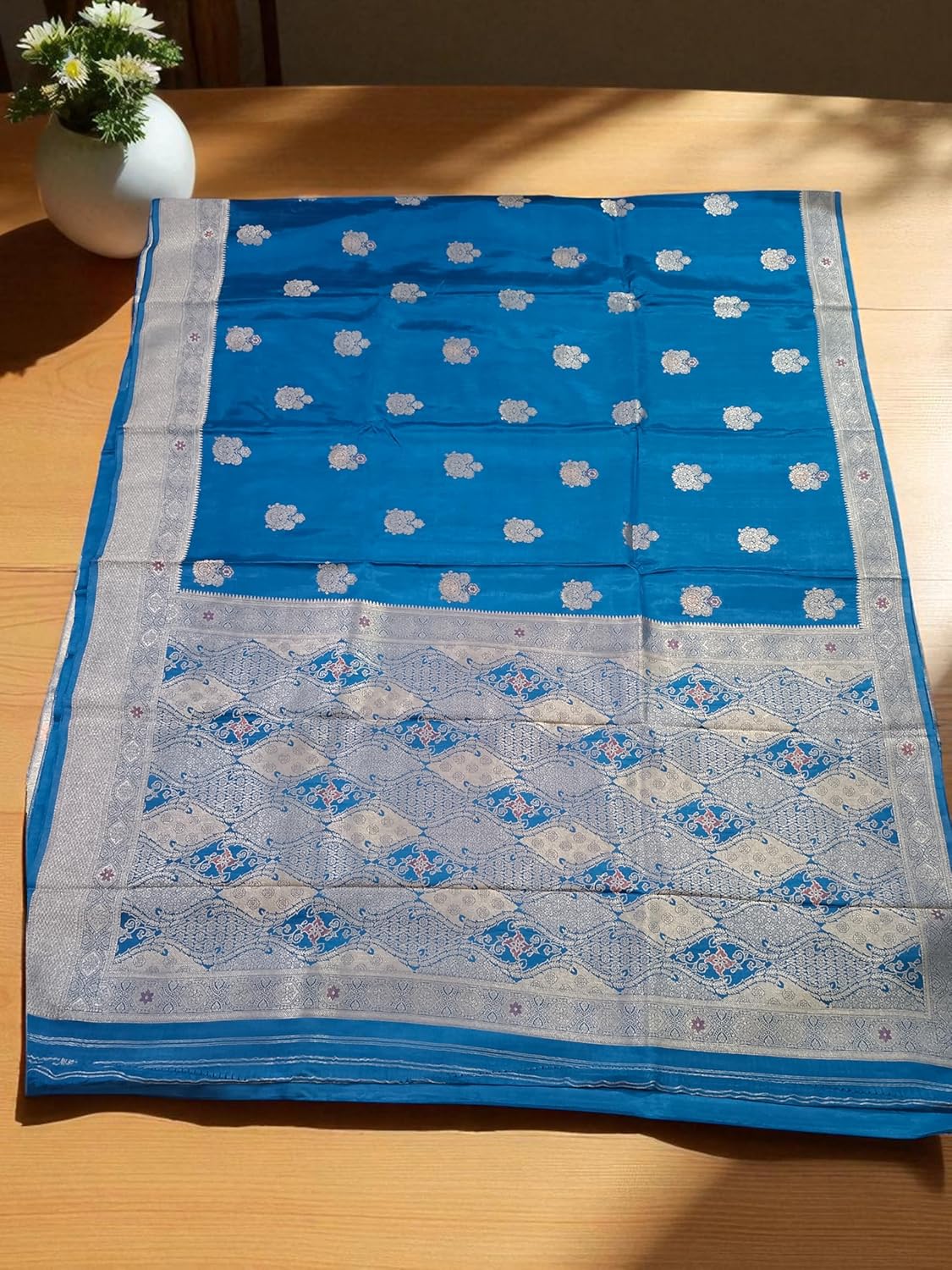 myFashion Tussar Banarasi saree with woven pattern border and pallu