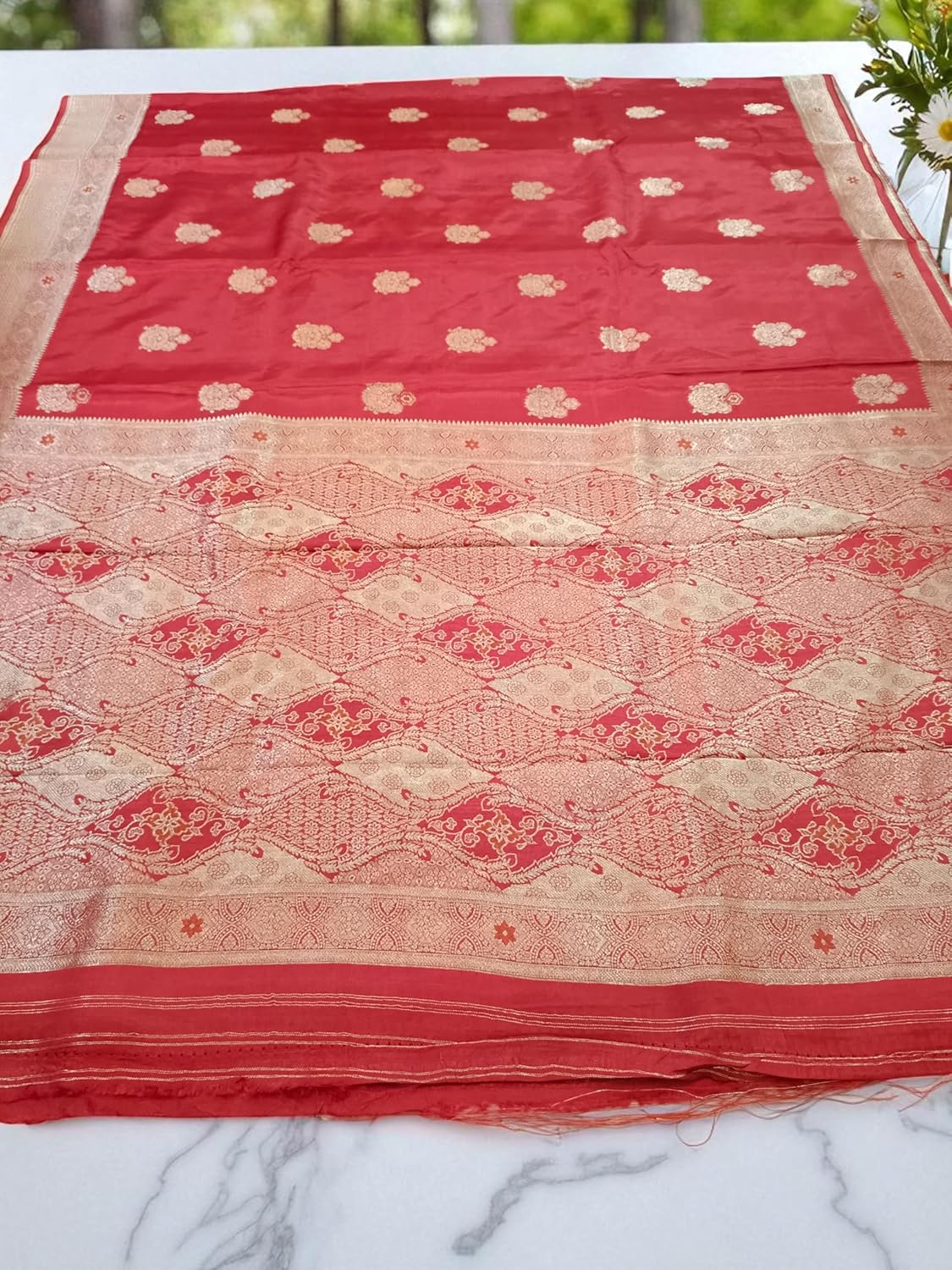 myFashion Tussar Banarasi saree with woven pattern border and pallu