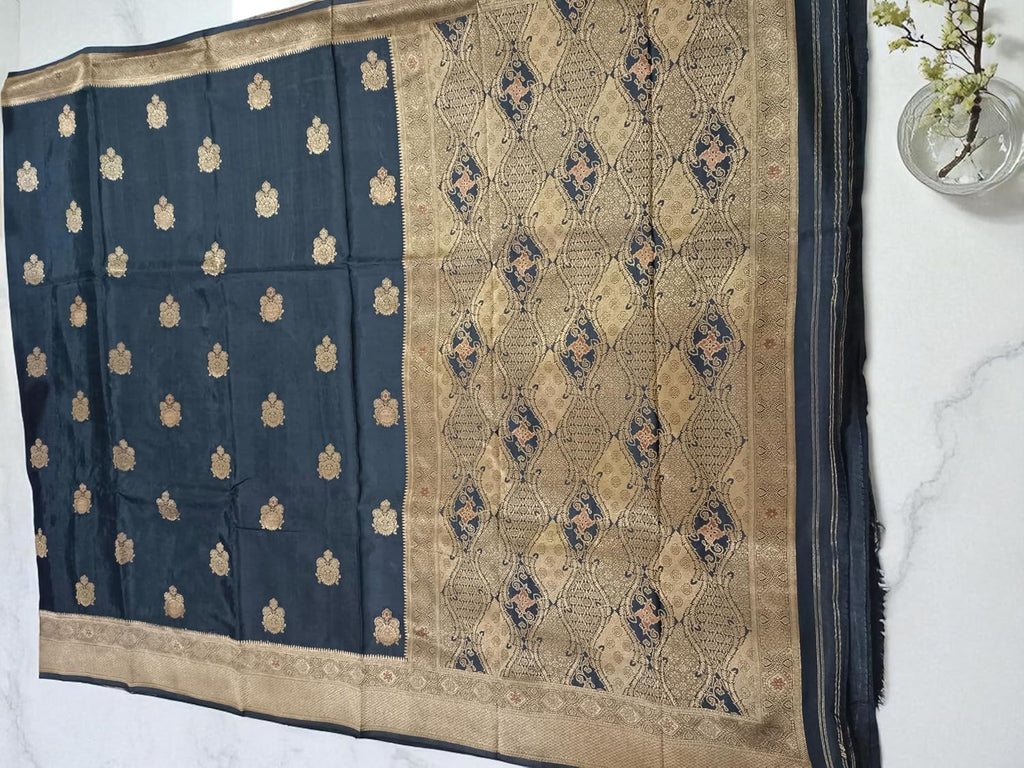myFashion Tussar Banarasi saree with woven pattern border and pallu
