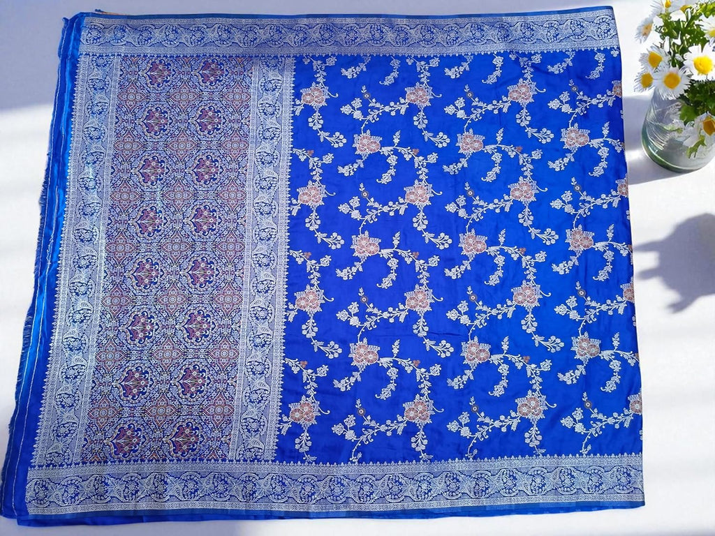 Royal Blue Banarasi Gajji Silk Saree with Meenakari Jaal Weaving | Wedding & Festive Wear | myFashion