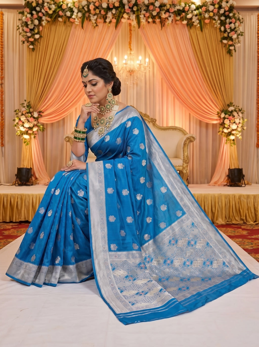 Premium Tussar Banarasi Saree with Traditional Motifs & Woven Border