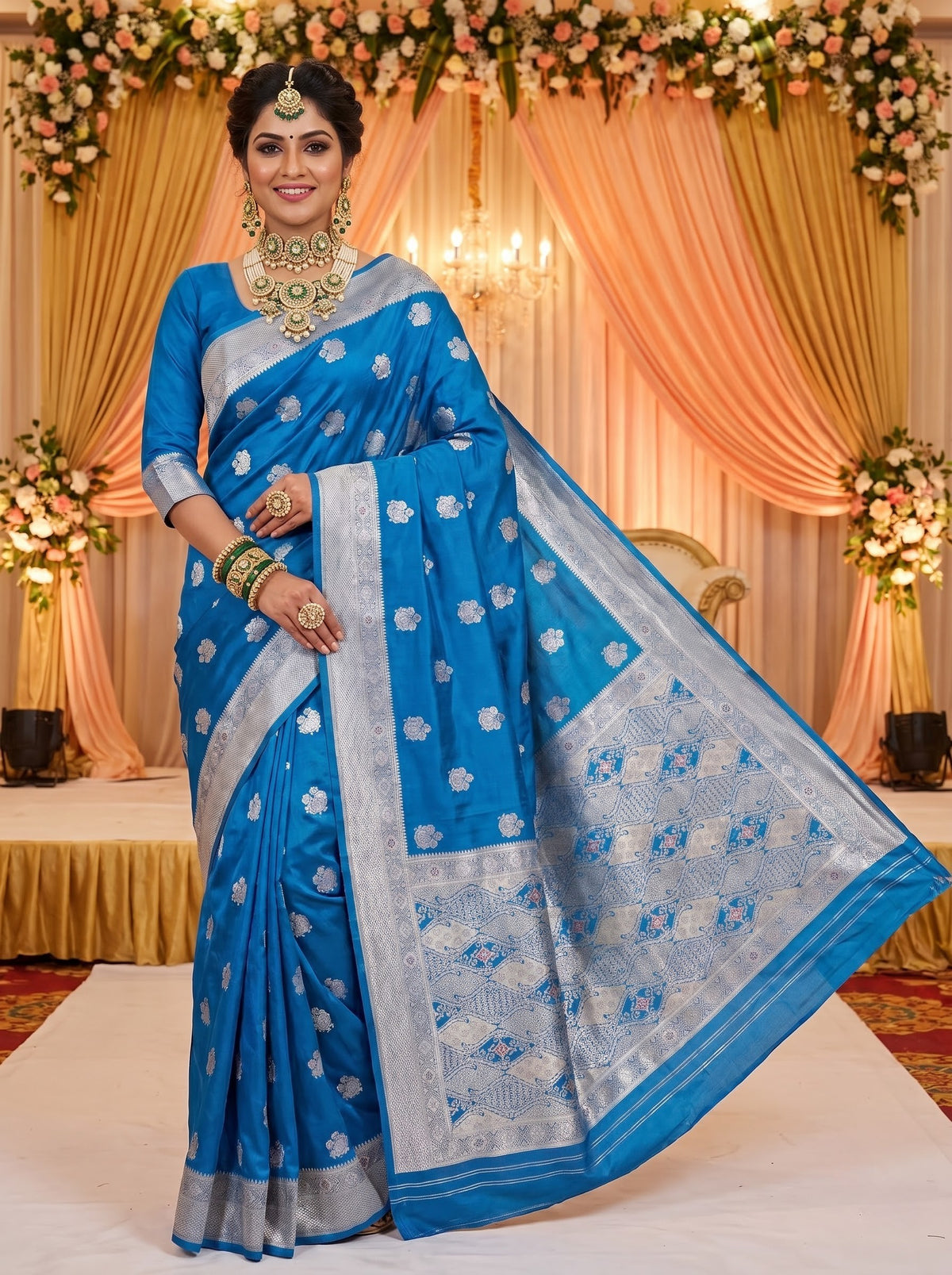 Premium Tussar Banarasi Saree with Traditional Motifs & Woven Border