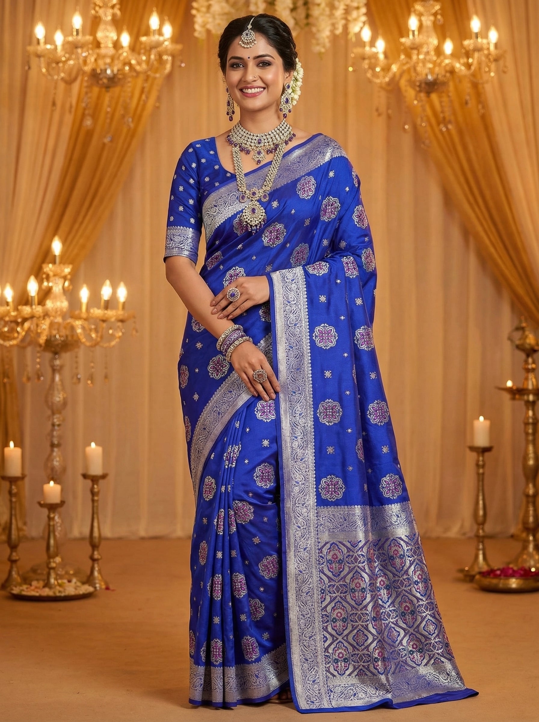 Banarasi Gajji Silk Saree with Meenakari Floral Butta Design | Festive & Wedding Wear | myFashion