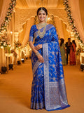 Royal Blue Banarasi Gajji Silk Saree with Meenakari Jaal Weaving | Wedding & Festive Wear | myFashion