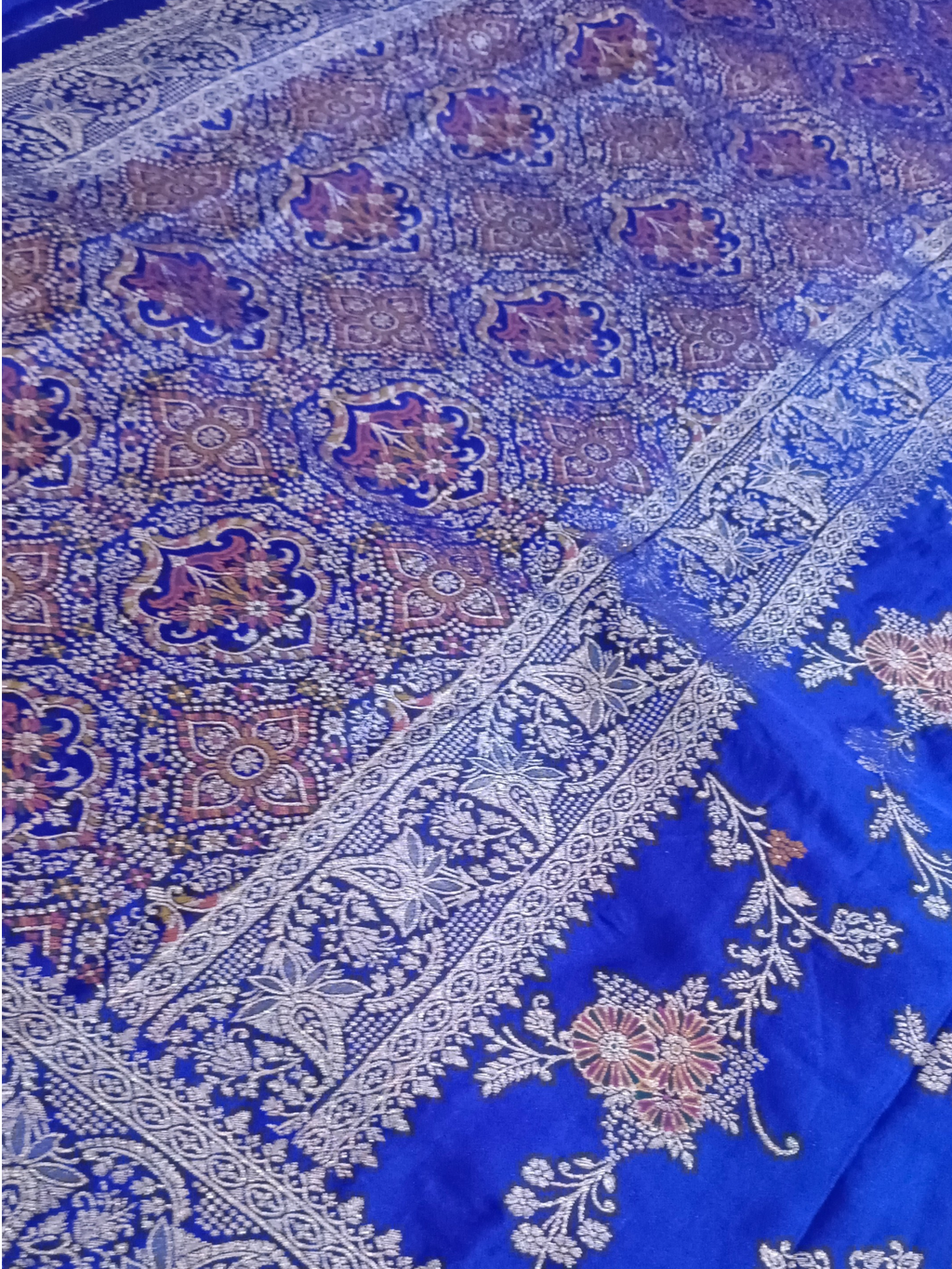 Royal Blue Banarasi Gajji Silk Saree with Meenakari Jaal Weaving | Wedding & Festive Wear | myFashion