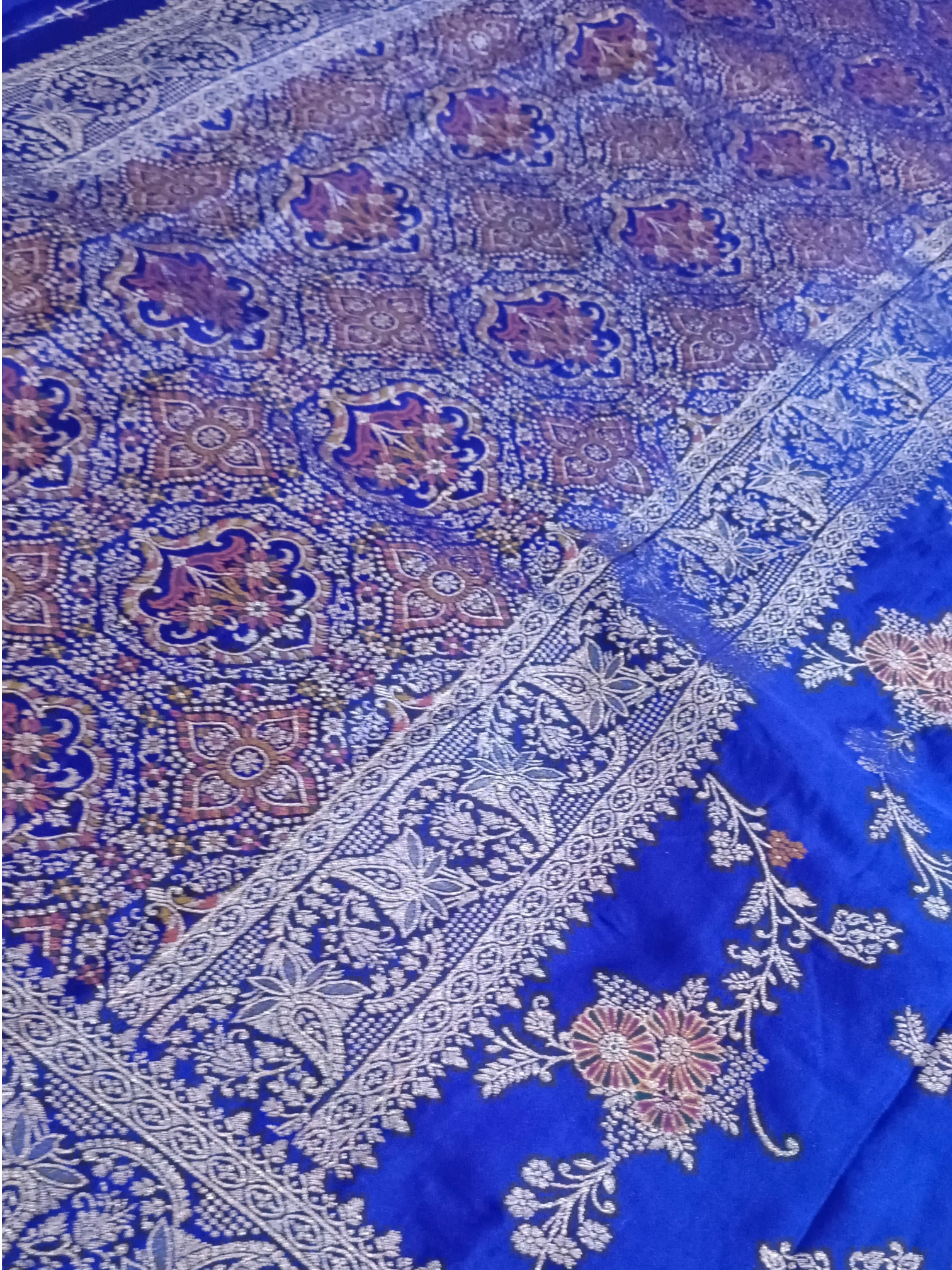 Royal Blue Banarasi Gajji Silk Saree with Meenakari Jaal Weaving | Wedding & Festive Wear | myFashion