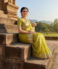 Banarasi Tissue silk Saree with Golden zari floral Scallop border