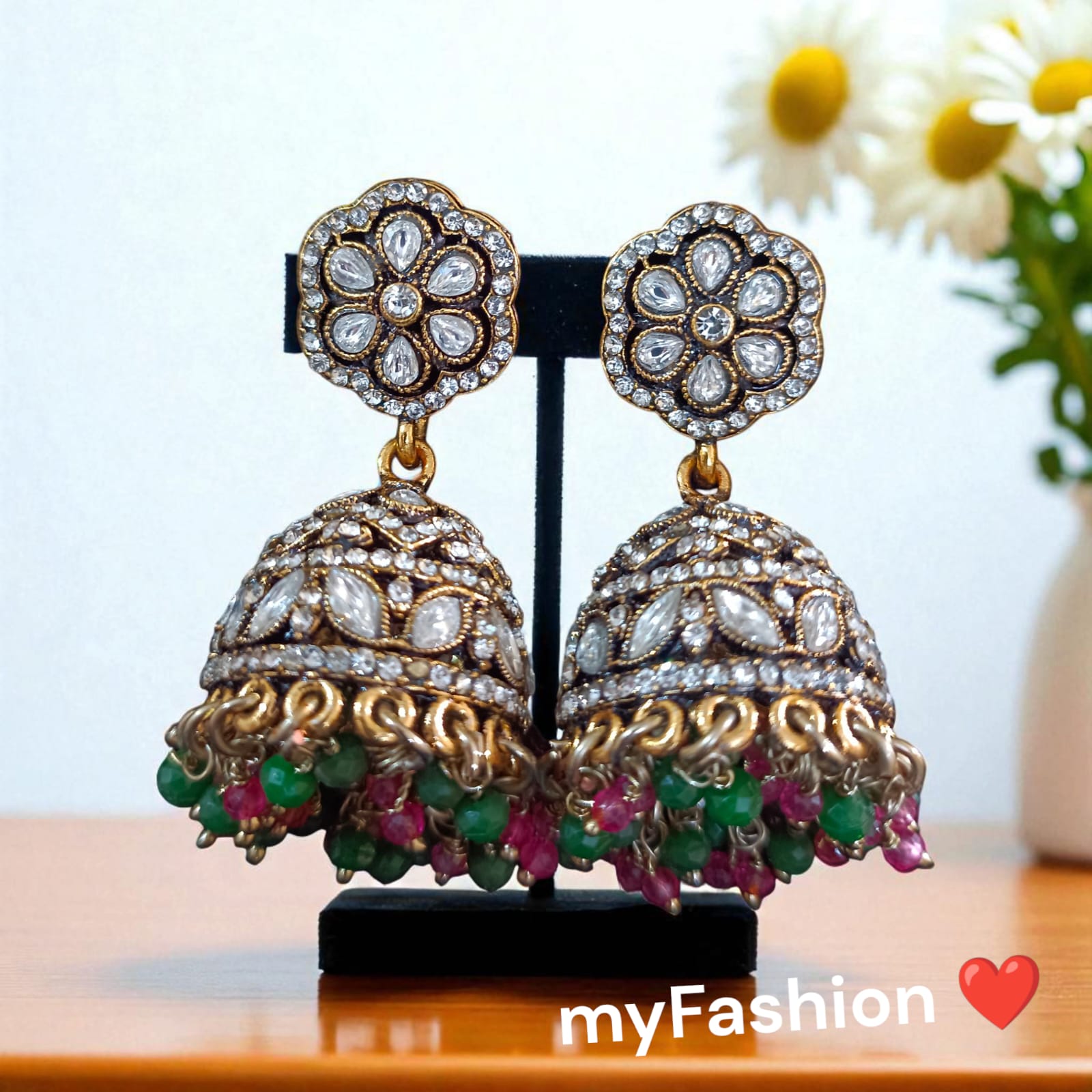 Moissanite Kundan Long Necklace Set with Jhumka – Festive Bridal Jewellery | Perfect for Banarasi Mashru Silk Sarees