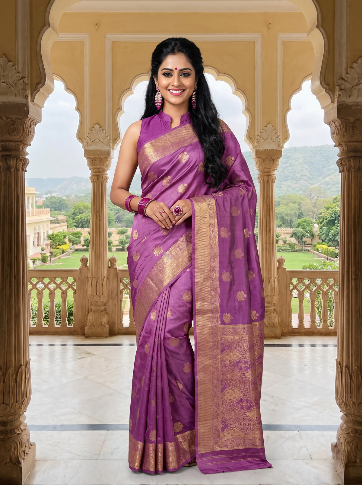 Premium Tussar Banarasi Saree with Traditional Motifs & Woven Border