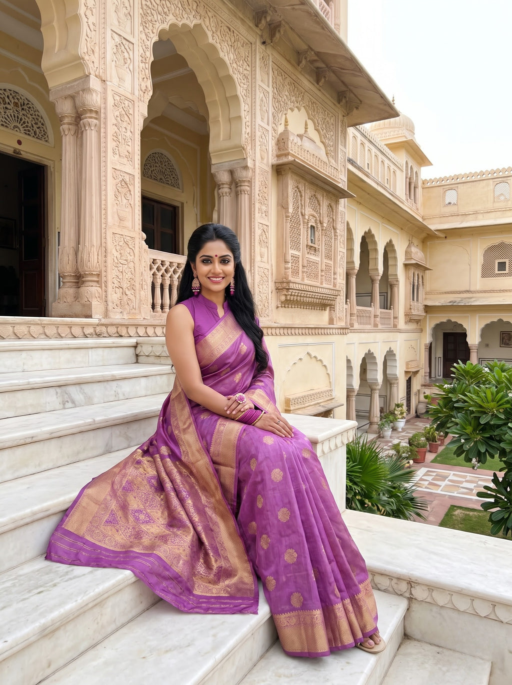 Premium Tussar Banarasi Saree with Traditional Motifs & Woven Border