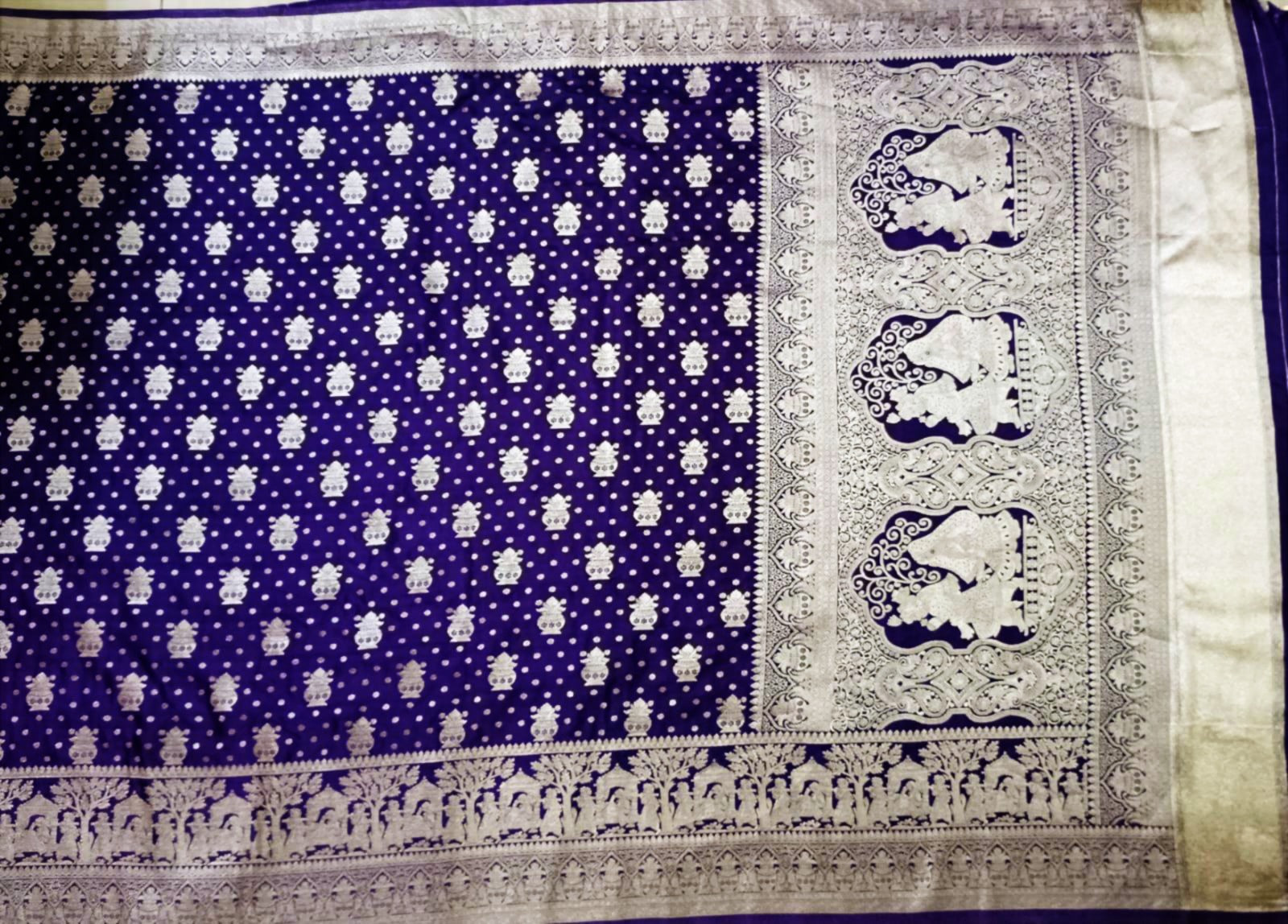 Banarasi Gajji Silk Kalash Motif Sari Purple