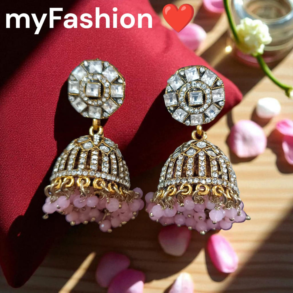 Moissanite Kundan Long Necklace Set with Jhumka – Festive Bridal Jewellery | Perfect for Banarasi Mashru Silk Sarees