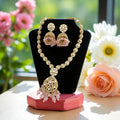Moissanite Kundan Long Necklace Set with Jhumka – Festive Bridal Jewellery | Perfect for Banarasi Mashru Silk Sarees