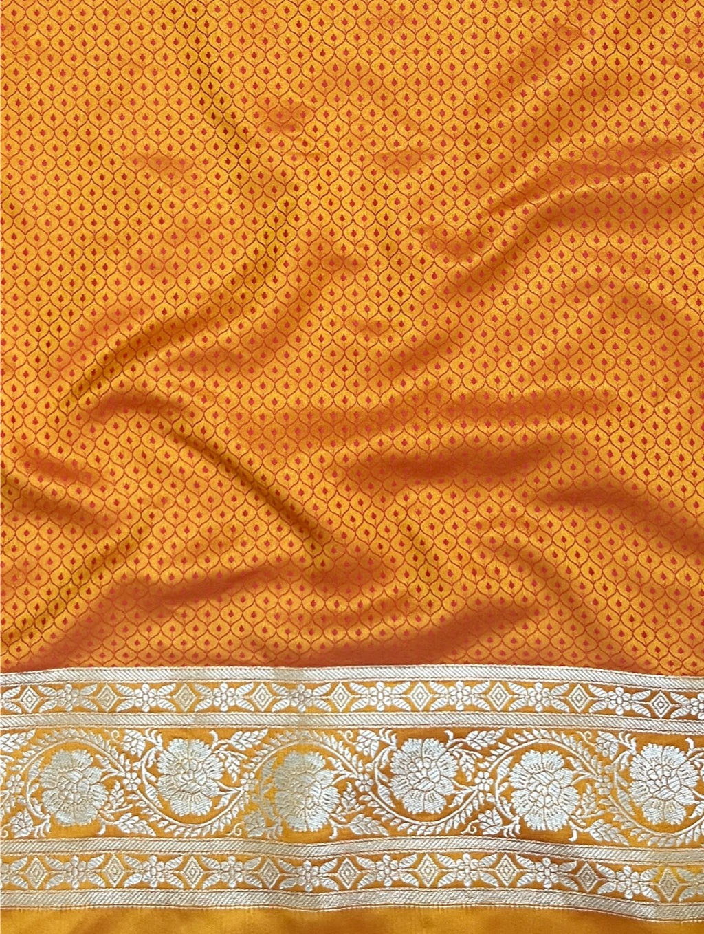 Yellow Banarasi Mashru Silk Saree with Floral Jaal Weaving – Traditional Handwoven Banarasi Wedding & Festive Saree