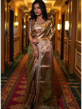 Copper Gold Banarasi Tissue Saree with Rich Zari Border