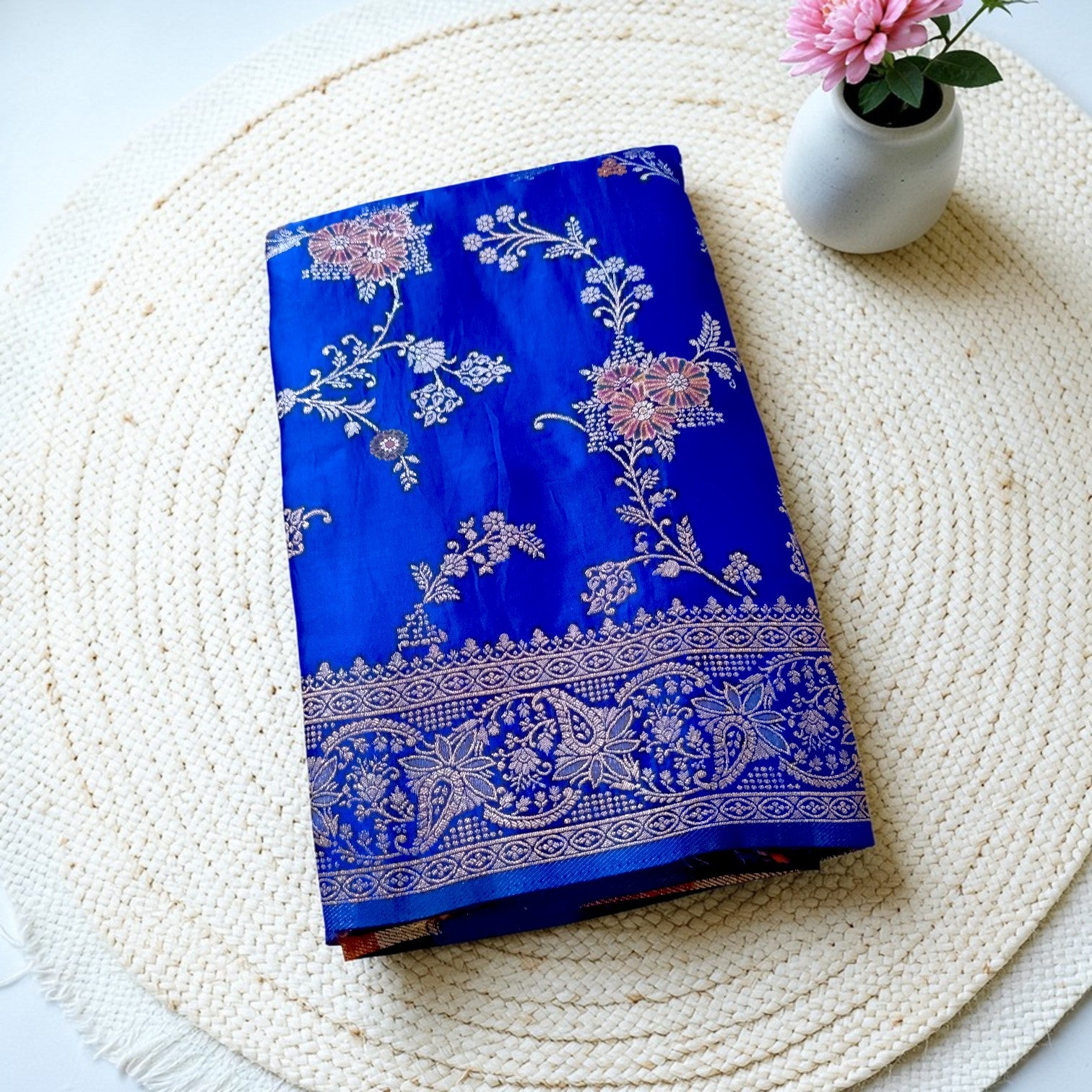 Royal Blue Banarasi Gajji Silk Saree with Meenakari Jaal Weaving | Wedding & Festive Wear | myFashion