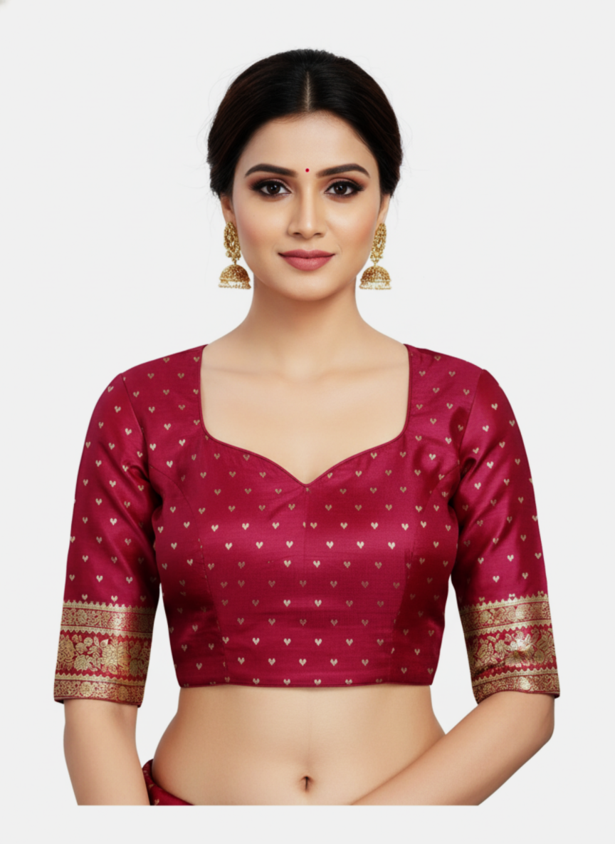 Royal Green and Red Banarasi Semi Katan Silk Saree with Gold Zari Weaving & contrast Rich Pallu