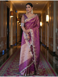 Mauve Banarasi Tissue Saree with Antique Zari Border